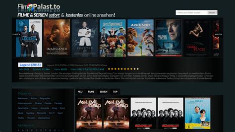 Filmpalast Streaming Plattform Benutzeroberfl&auml;che